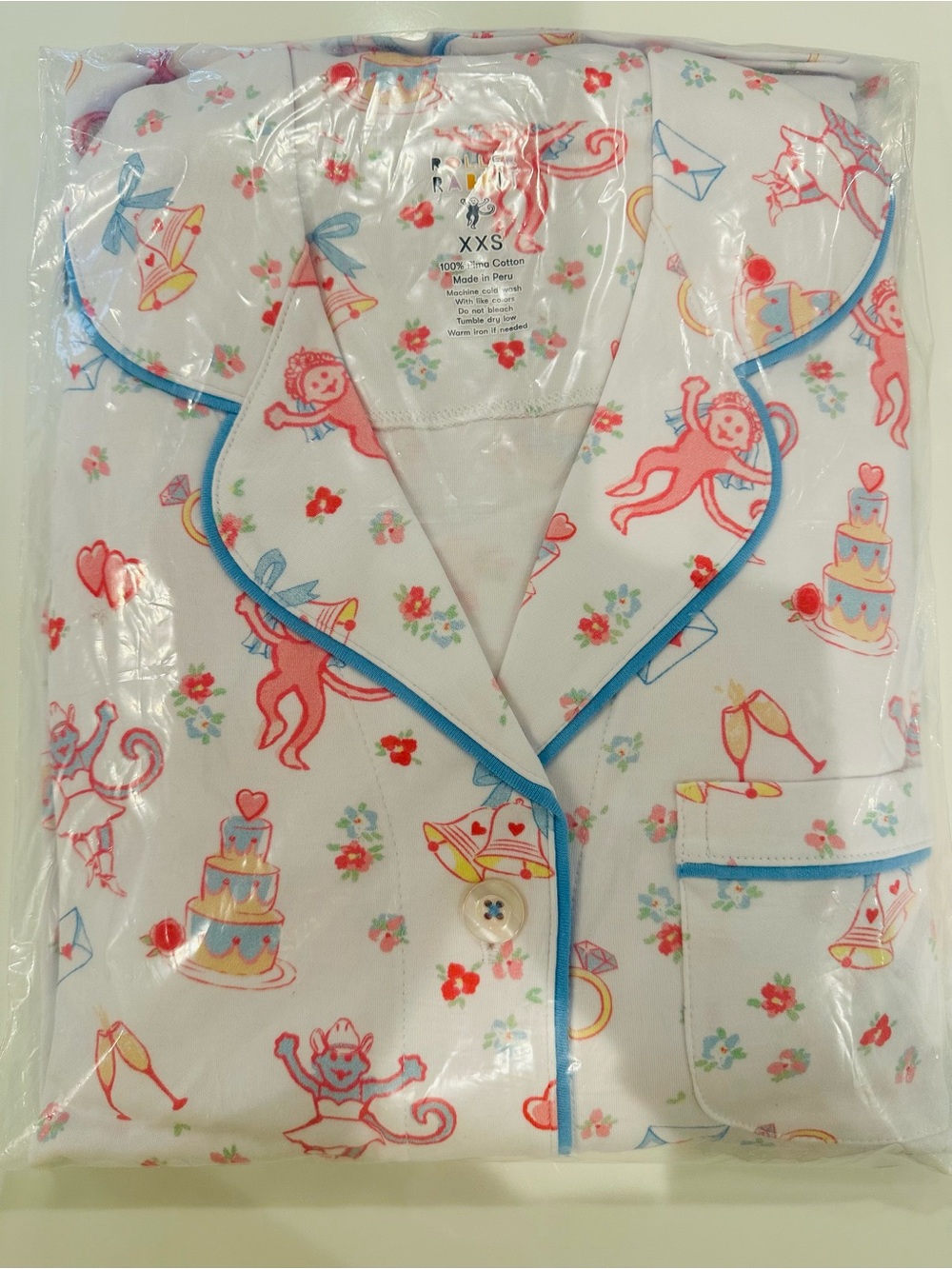 Roller Rabbit Monkey Said Yes Long Sleeve Polo Pajamas